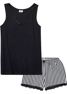 Kort pyjamas med tunn spets, bonprix