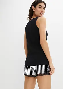 Kort pyjamas med tunn spets, bonprix