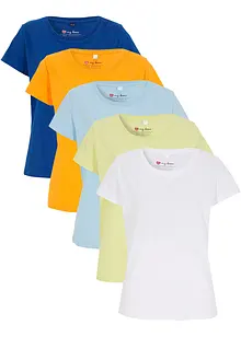 T-shirt med rund halsringning (5-pack), kortärmad, bonprix