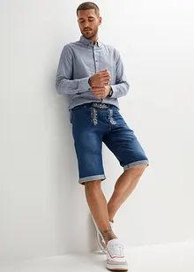 Stretchiga jeansbermudas med broderi, Regular Fit, bonprix