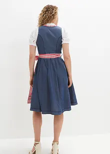 Knälång dirndl med jeanslook och förkläde (2 delar), bonprix