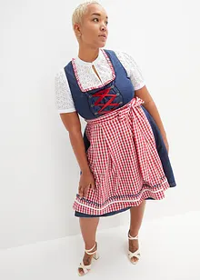 Knälång dirndl med jeanslook och förkläde (2 delar), bonprix