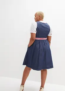 Knälång dirndl med jeanslook och förkläde (2 delar), bonprix