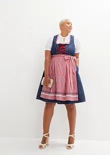 Knälång dirndl med jeanslook och förkläde (2 delar), bonprix