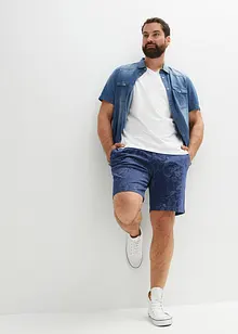 Kortärmad jeansskjorta i ekologisk bomull, smal passform, bonprix