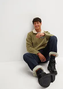 Fodrade jeans med stretch och resårlinning, Straight, bonprix