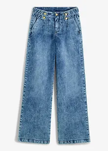 Wide Leg Jeans, Mid Waist med prydnadsknappar, bonprix