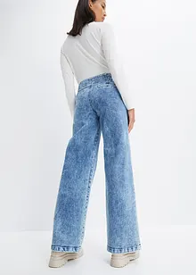 Wide Leg Jeans, Mid Waist med prydnadsknappar, bonprix