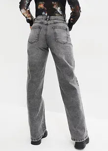 Wide Leg Jeans, High Waist med nitar, bonprix