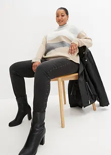 Stickad tröja med ballongärmar, bonprix