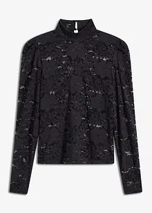 Figurnära, långärmad topp med spets, bonprix