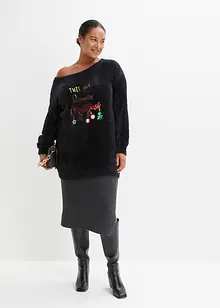 Off shoulder-tröja med julmotiv, bonprix