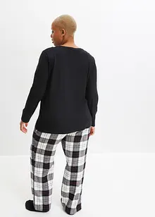 Pyjamas med flanellbyxa och presentpåse, bonprix