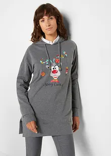 Lång sweatshirt med huva och slits i sidan, bonprix