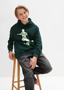 Sweatshirt med huva i mjuk bomullsmix, bonprix