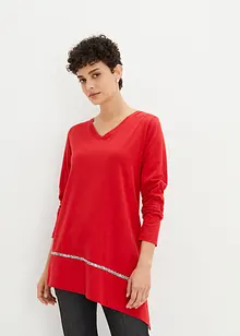 Longshirt med asymmetriskt snitt och glitter, bonprix