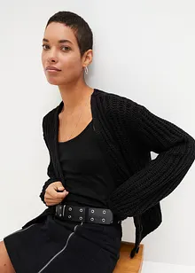 Grovstickad cardigan, croppad, bonprix