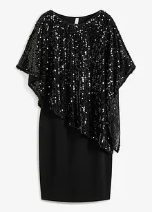 Paljettklänning med poncho, bonprix
