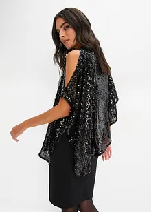Paljettklänning med poncho, bonprix