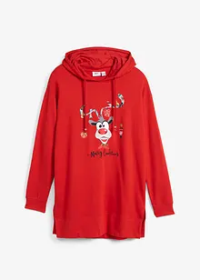 Lång sweatshirt med huva och slits i sidan, bonprix