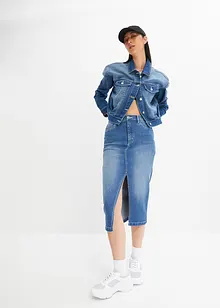 Denimkjol med slits, bonprix