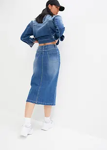 Denimkjol med slits, bonprix