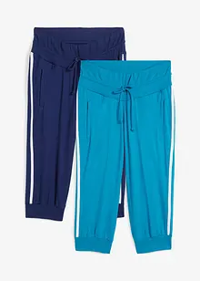 Bomullsjoggingbyxa i caprimodell (2-pack), bonprix