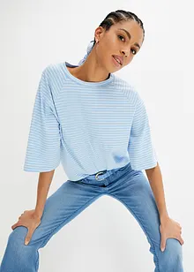 Randig höghalsad T-shirt med raglanärmar, bonprix