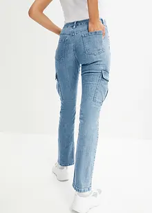 Cargojeans i rak modell med tvättad look, bonprix