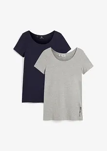 Lång topp med texttryck (2-pack), bonprix