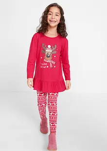 Juligt set med topp + leggings i ekologisk bomull för barn (2 delar), bonprix