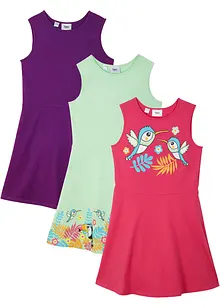 Jerseyklänning  (3-pack), ekologisk bomull, bonprix