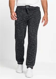 Melerad joggingbyxa med ribbstickade muddar, bonprix