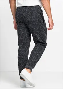 Melerad joggingbyxa med ribbstickade muddar, bonprix