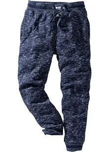 Melerad joggingbyxa med ribbstickade muddar, bonprix