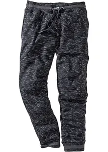 Melerad joggingbyxa med ribbstickade muddar, bonprix
