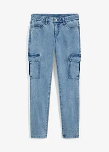 Cargojeans i rak modell med tvättad look, bonprix