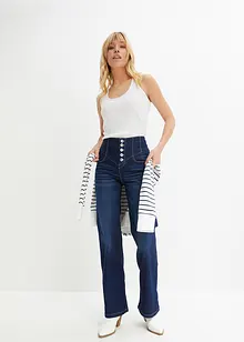 Jeans med hög midja, utsvängda ben och återvunnen polyester, bonprix