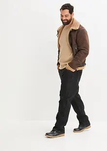 Kort jacka i skinnimitation med teddyfoder, bonprix