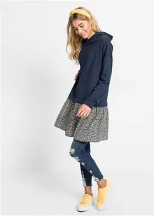 Trikåklänning med 2-i-1-look, bonprix
