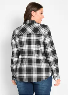 Rutig skjortblus i ren bomull, bonprix