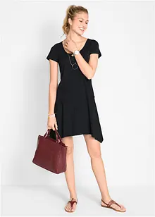 Kort bomullsklänning i flamgarn, bonprix