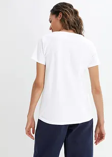 Sömlös T-shirt med V-ringning och ekologisk bomull, bonprix