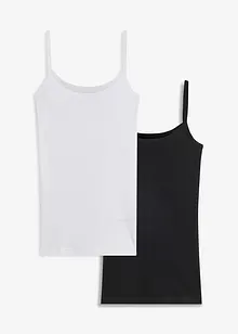 Linne av ren bomull och med smala axelband (2-pack), bonprix