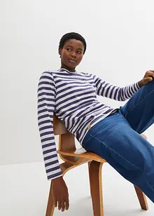 Randig långärmad T-shirt med broderi, bonprix