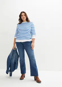 Stickad tröja med halvlånga ärmar, bonprix