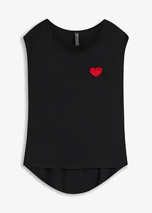 Topp med längre rygg, broderi i böljande viskos, bonprix