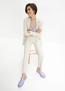 Byxa med hög midja i mix av linne och viskos, bonprix