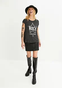 Lång topp med silverfärgat tryck, bonprix