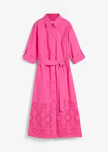 Skjortklänning med hålbroderi, bonprix
